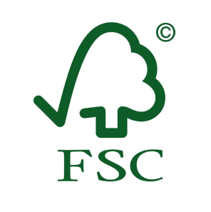 FSC-certifierad logotyp med kontrollm&auml;rke och tr&auml;delement